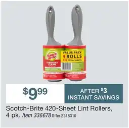 BJ’s Scotch-Brite 420-Sheet Lint Rollers, 4 pk offer