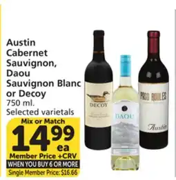 Albertsons Austin Cabernet Sauvignon, Daou Sauvignon Blanc or Decoy offer