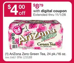 BJ’s (1) AriZona Zero Green Tea offer