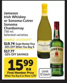 Albertsons Jameson Irish Whiskey or Sonoma-Cutrer Sonoma Chardonnay offer