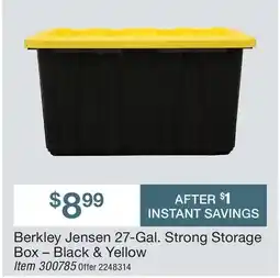 BJ’s Berkley Jensen 27-Gal. Strong Storage Box - Black & Yellow offer
