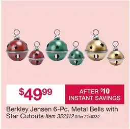 BJ’s Berkley Jensen 6-Pc. Metal Bells with Star Cutouts offer