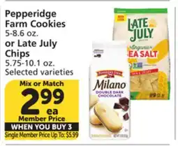 Albertsons Pepperidge Farm Cookies 5-8.6 oz. or Late July Chips 5.75-10.1 oz offer