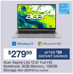 BJ’s Acer Aspire Lite 15.6 Full HD Notebook, 8GB Memory, 128GB Storage offer