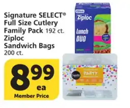 Albertsons Signature SELECT Full Size Cutlery Family Pack 192 ct. Ziploc Sandwich Bags 200 ct offer