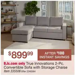 BJ’s True Innovations 2-Pc. Convertible Sofa with Storage Chaise offer