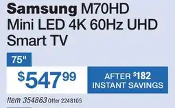 BJ’s Samsung 75 M70HD Mini LED 4K 60Hz UHD Smart TV offer