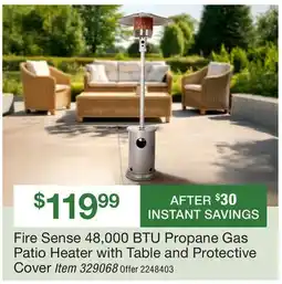 BJ’s Fire Sense 48,000 BTU Propane Gas Patio Heater with Table and Protective Cover offer