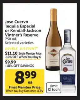 Albertsons Jose Cuervo Tequila Especial or Kendall-Jackson Vintner's Reserve offer