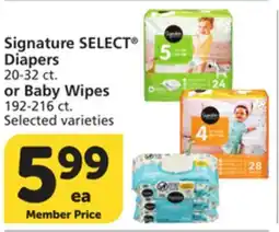 Albertsons Signature SELECT Diapers 20-32 ct. or Baby Wipes 192-216 ct offer