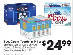 Food 4 Less Bud, Coors, Tecate or Miller offer