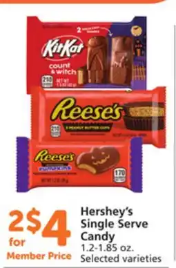 Albertsons Hershey's Single Serve Candy offer