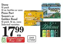 Pavilions Stone 12 pack 12 oz. bottles or cans Pizza Port Swami's or Golden Road 12 pack. 12 oz., cans offer