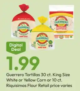 Stater Bros Guerrero Tortillas 30 ct. King Size White or Yellow Corn or 10 ct offer