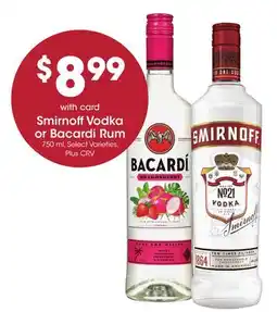 Ralphs Smirnoff Vodka or Bacardi Rum offer