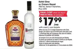 Ralphs Ketel One or Crown Royal offer