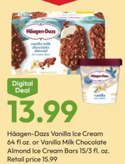 Stater Bros Häagen-Dazs Vanilla Ice Cream 64 fl oz. or Vanilla Milk Chocolate Almond Ice Cream Bars 15/3 fl. oz offer