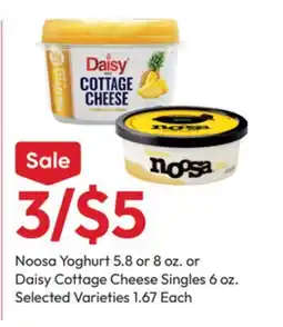 Stater Bros Noosa Yoghurt 5.8 or 8 oz. or Daisy Cottage Cheese Singles 6 oz offer