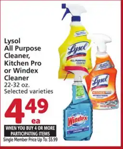 Vons Lysol All Purpose Cleaner, Kitchen Pro or Windex Cleaner offer