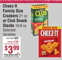 Smart & Final Cheez-It Family Size Crackers 21 oz. or Club Snack Stacks 18.8 oz offer