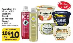Vons Sparkling Ice 17 oz., +CRV Chobani Greek or Protein Yogurt 4.5-6.7 oz offer