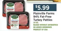Heinen's Plainville Farms 94% Fat-Free Turkey Patties offer