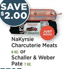 Heinen's Nakyrsie Charcuterie Meats 8 OZ. or or Schaller & Weber Pate 7 OZ offer