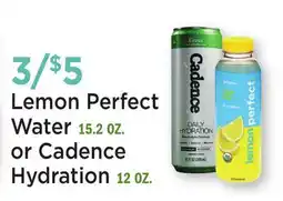 Heinen's Lemon Perfect Water 15.2 OZ. or Cadence Hydration 12 OZ offer