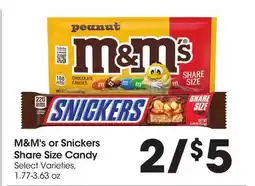 Food 4 Less M&M's or Snickers Share Size Candy offer
