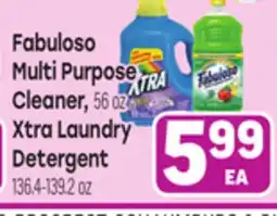 Tony’s Fresh Market Fabuloso Multi Purpose Cleaner, 56 oz Xtra Laundry Detergent 136.4-139.2 OZ offer