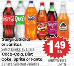 Tony’s Fresh Market Coca-Cola, Diet Coke, Sprite or Fanta Sangría, Sidral or Jarritos offer