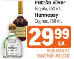Tony’s Fresh Market Patrón Silver Tequila, 750 mL Hennessy Cognac offer