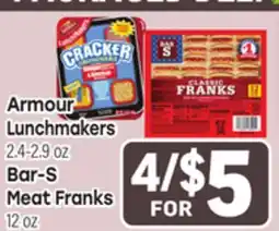Tony’s Fresh Market Armour Lunchmakers 2.4-2.9 oz Bar-S Meat Franks 12 oz offer