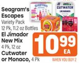 Tony’s Fresh Market Seagram's Escapes, El Jimador New Mix, Cutwater or Monaco offer