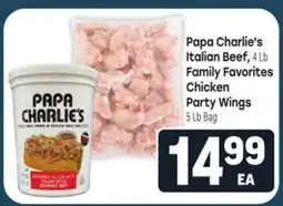 Tony’s Fresh Market Papa Charlie's Italian Beef, 4 Lb Family Favorites Chicken Party Wings, 5 Lb Bag offer