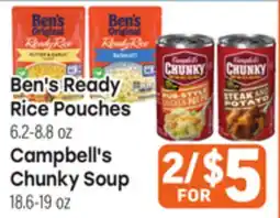 Tony’s Fresh Market Ben's Ready Rice Pouches 6.2-8.8 oz. Campbell's Chunky Soup 18.6-19 oz offer