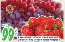 Jewel-Osco Strawberries 1 lb., Gum Drops Seedless Grapes or Red Globe Seeded Grapes lb offer