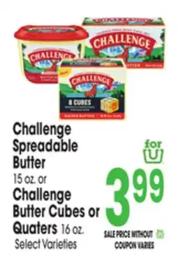Jewel-Osco Challenge Spreadable Butter 15 oz. or Challenge Butter Cubes or Quaters 16 oz offer