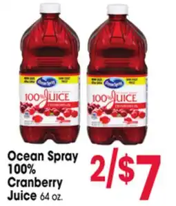 Jewel-Osco Ocean Spray 100% Cranberry Juice offer
