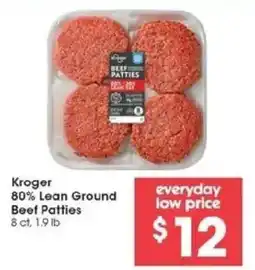 Kroger Kroger 80% Lean Ground Beef Patties offer