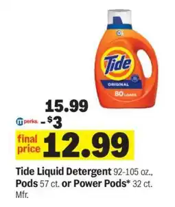 Meijer Tide Liquid Detergent, Pods or Power Pods offer