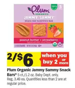 Meijer Plum Organic Jammy Sammy Snack Bars offer