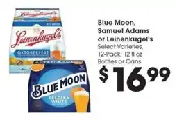 Kroger Blue Moon, Samuel Adams or Leinenkugel's offer