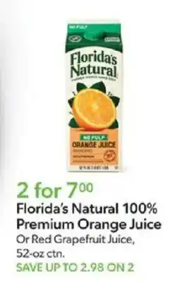 Publix Florida's Natural 100% Premium Orange Juice Or Red Grapefruit Juice offer