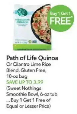 Publix Path of Life Quinoa Or Cilantro Lime Rice Blend offer