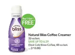 Publix Natural bliss coffee creamer offer