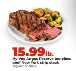 Hy-Vee Hy-Vee Angus Reserve boneless beef New York strip steak offer