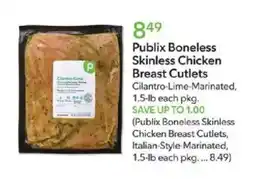 Publix Publix Boneless Skinless Chicken Breast Cutlets offer