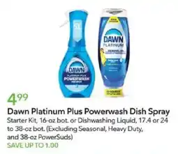 Publix Dawn Platinum Plus Powerwash Dish Spray Starter Kit offer