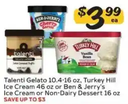 Winn Dixie Talenti Gelato, Turkey Hill Ice Cream or Ben & Jerry's Ice Cream or Non-Dairy Dessert offer
